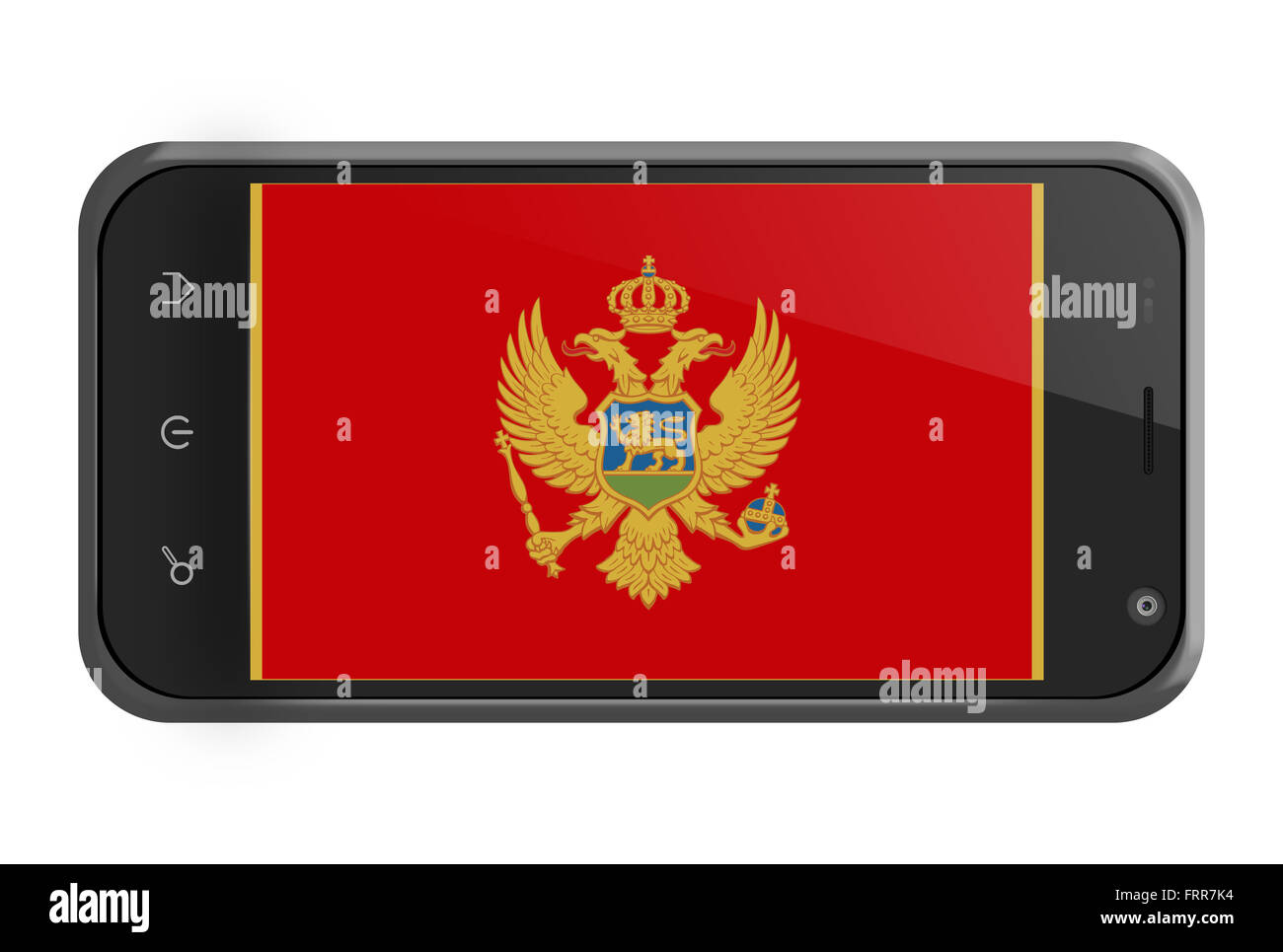Montenegro flag on smartphone screen isolated on white Stock Photo