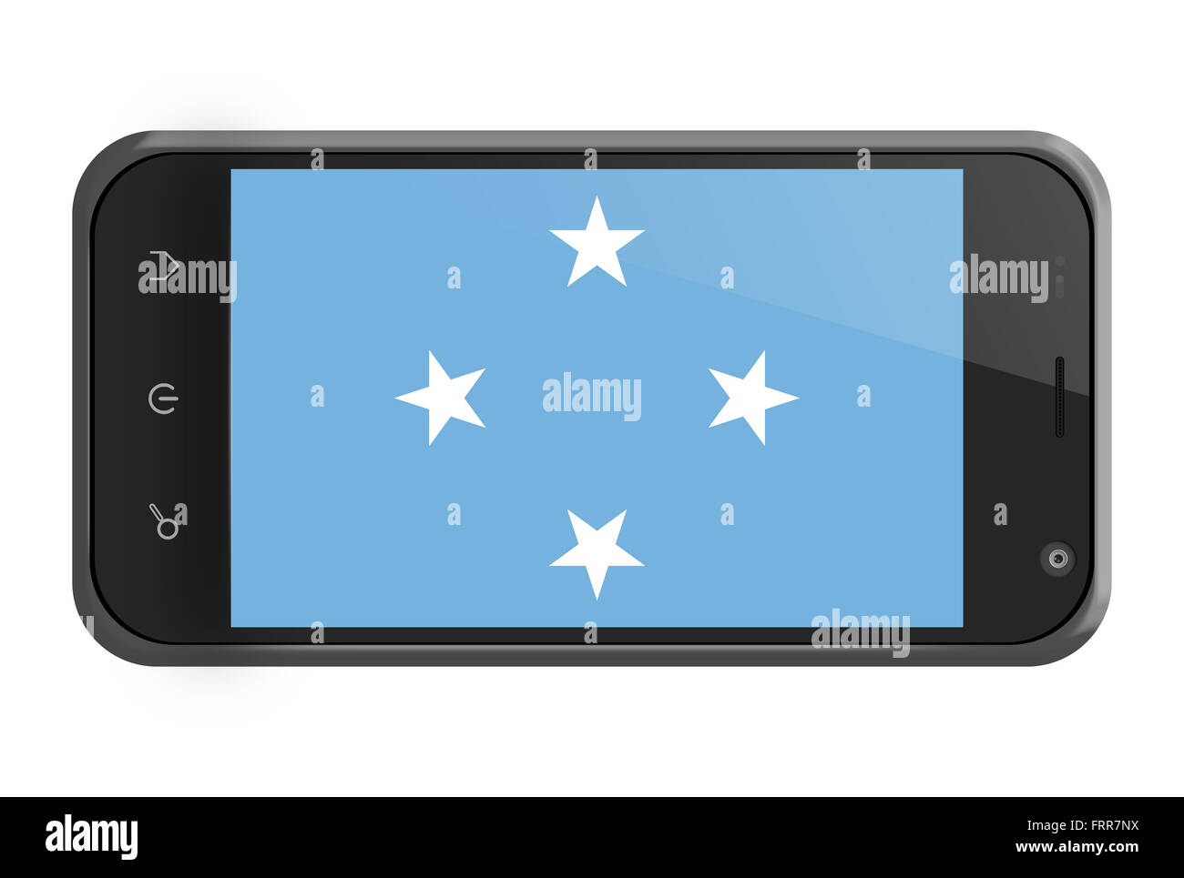 Federated States of Micronesia flag on smartphone screen isolated on white Stock Photo