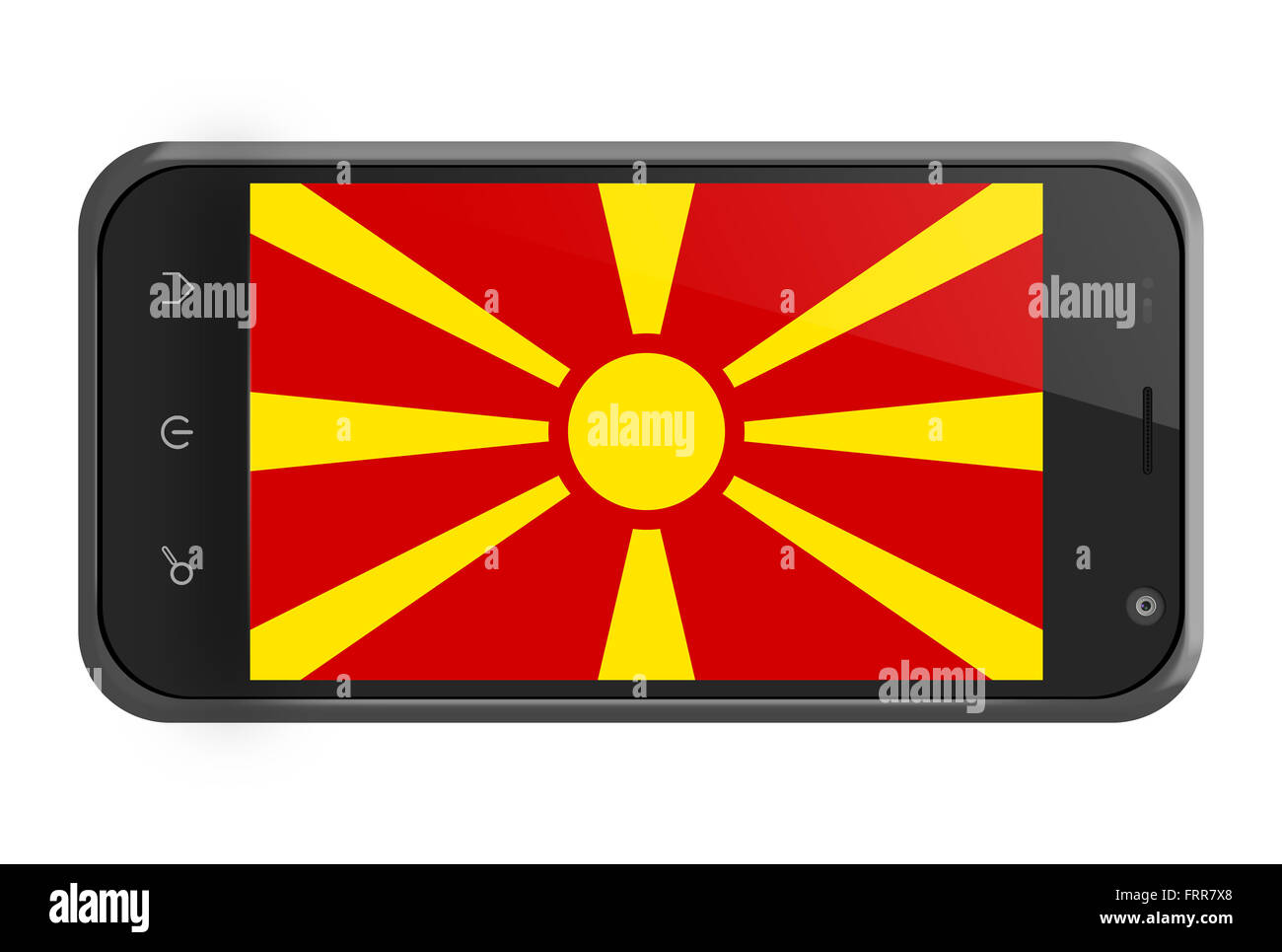 Macedonia flag on smartphone screen isolated on white Stock Photo Alamy