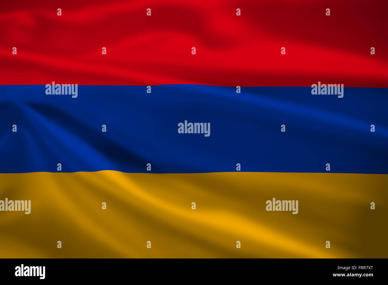 Armenia flag blowing in the wind. Background texture. Stock Photo