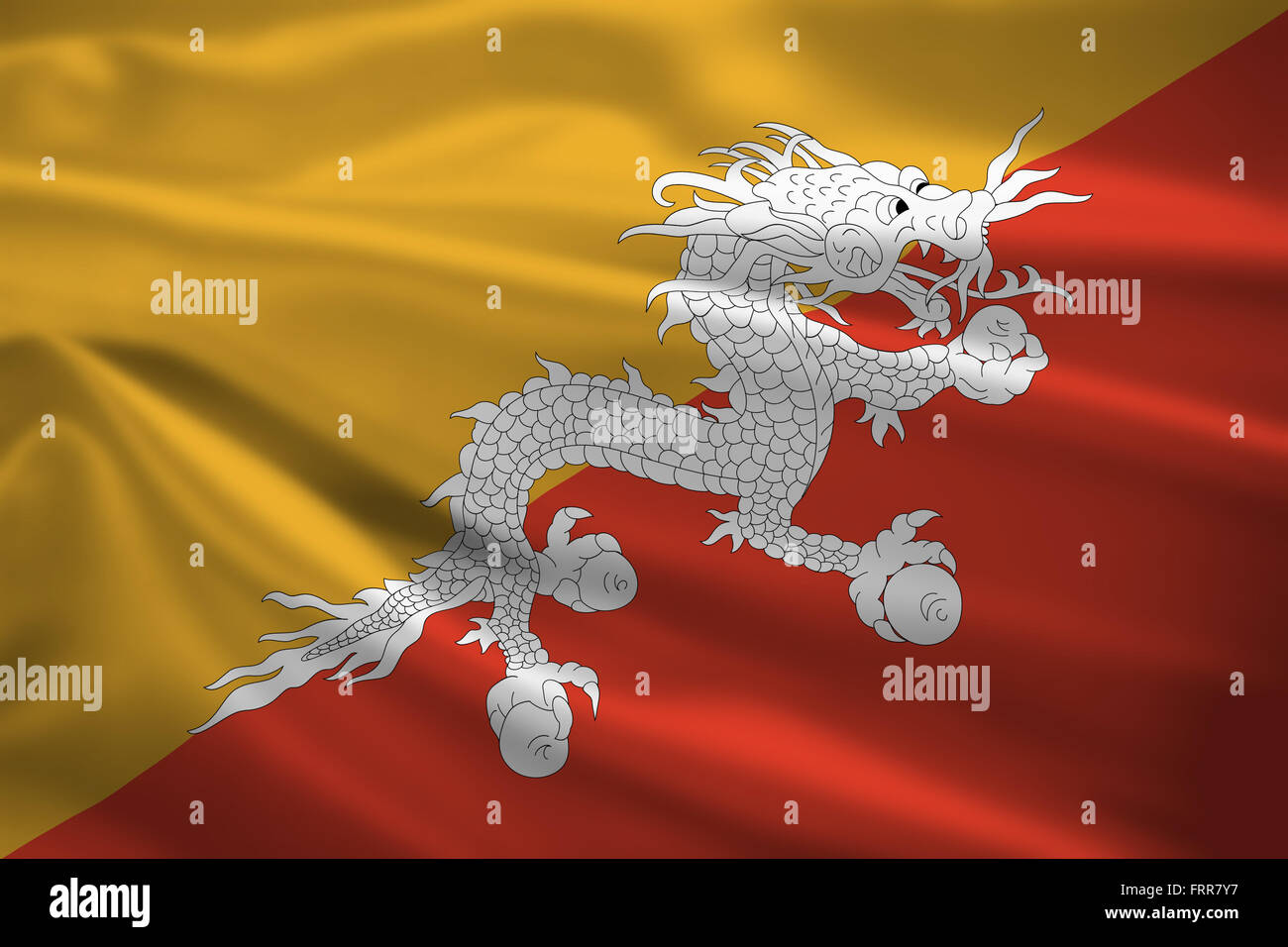 Bhutan flag blowing in the wind. Background texture Stock Photo - Alamy