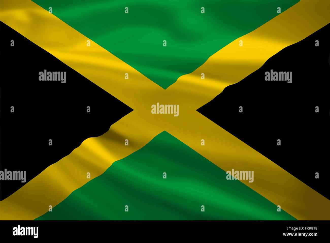 Jamaica flag blowing in the wind. Background texture. Stock Photo