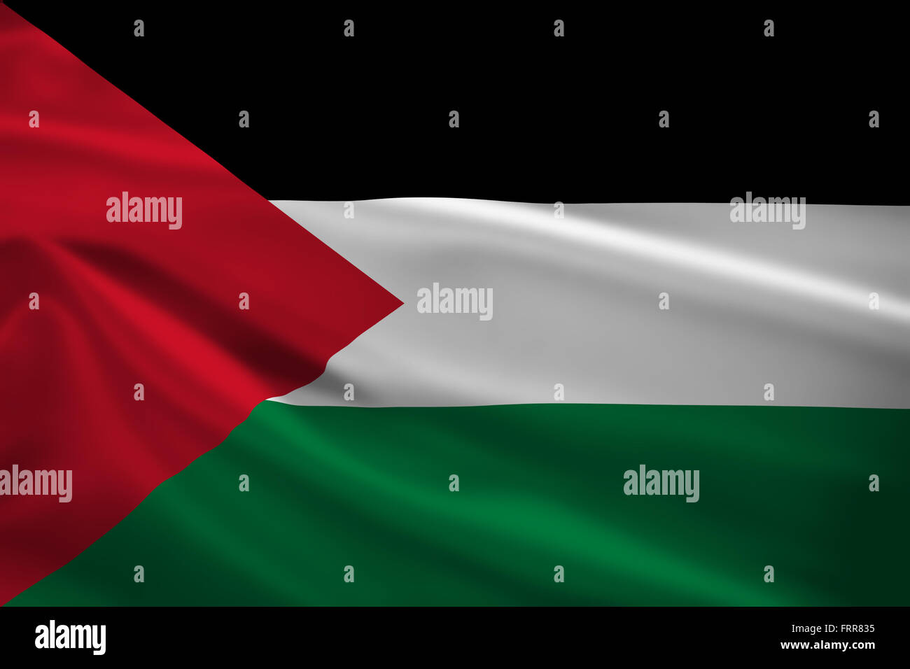 Palestine flag blowing in the wind. Background texture. Stock Photo