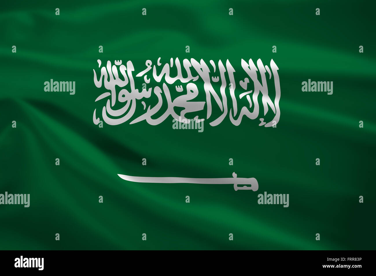 Saudi Arabia flag blowing in the wind. Background texture. Stock Photo