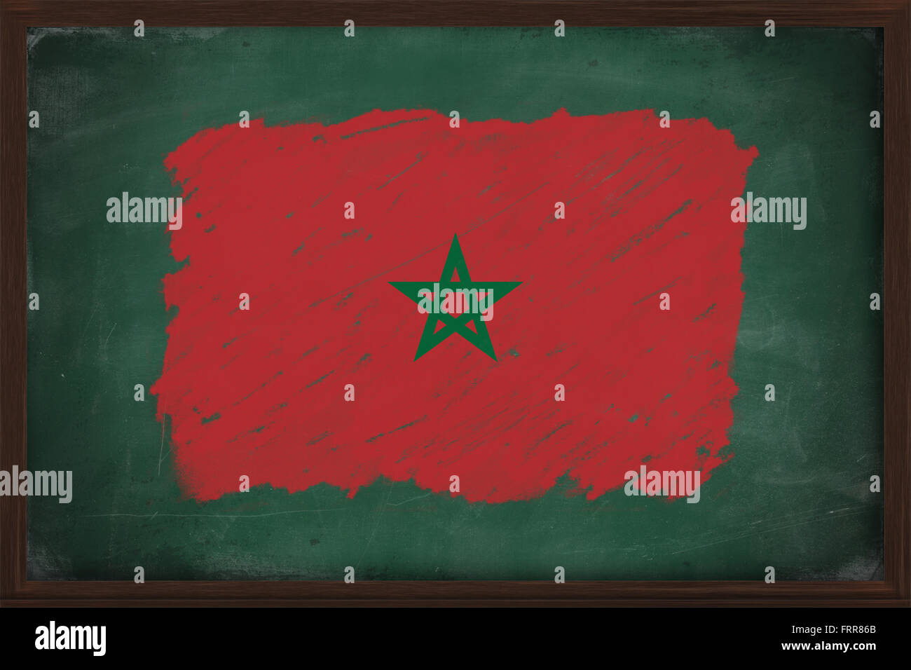 Morocco flag painted with color chalk on old blackboard Stock Photo - Alamy