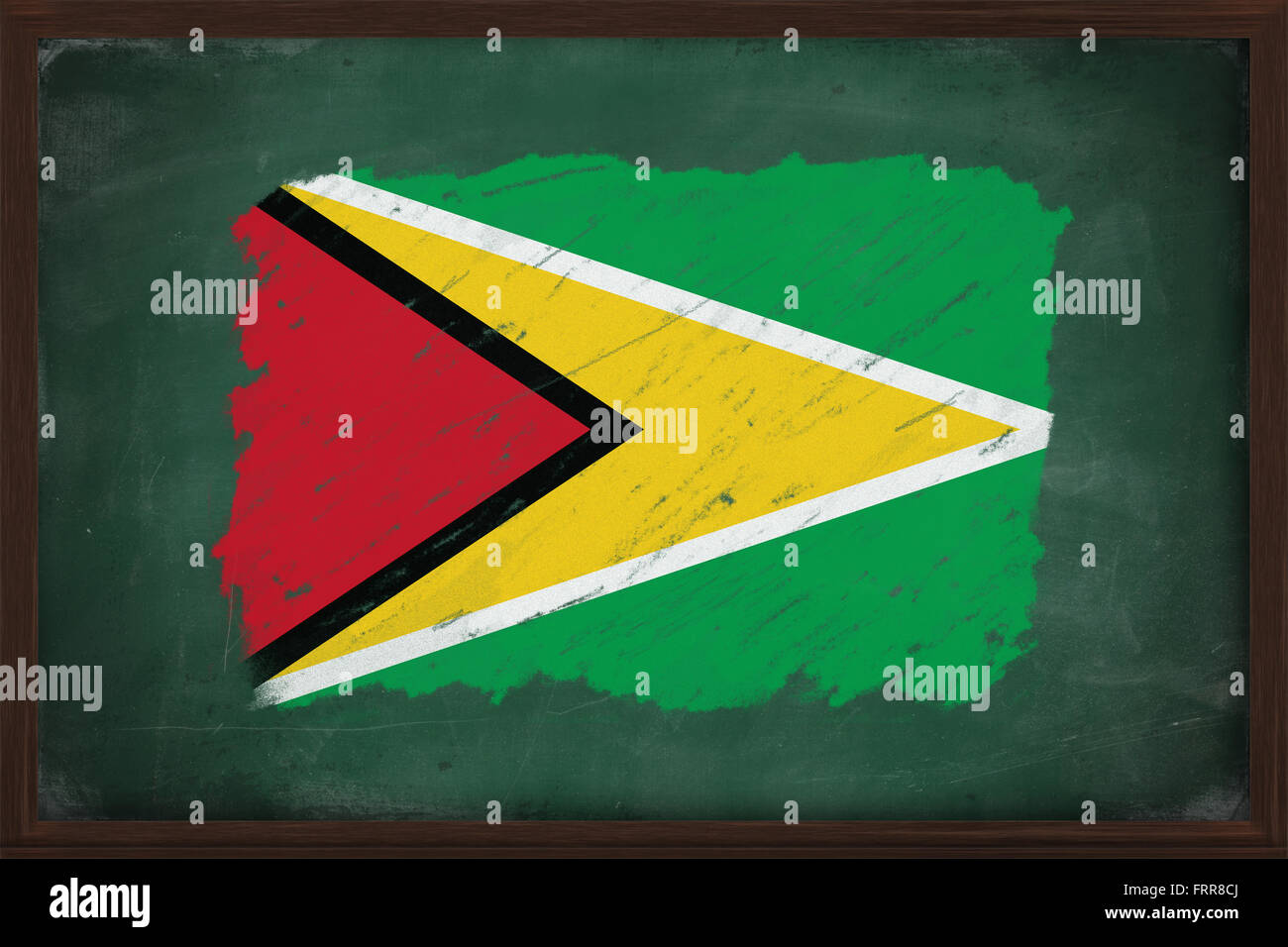 Guayana flag painted with color chalk on old blackboard Stock Photo