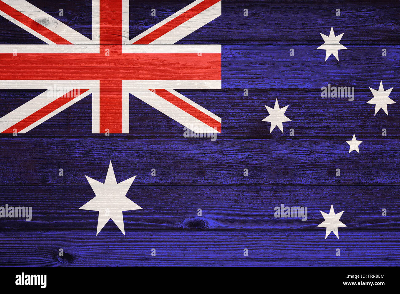 Australia Flag painted on old wood plank background Stock Photo - Alamy