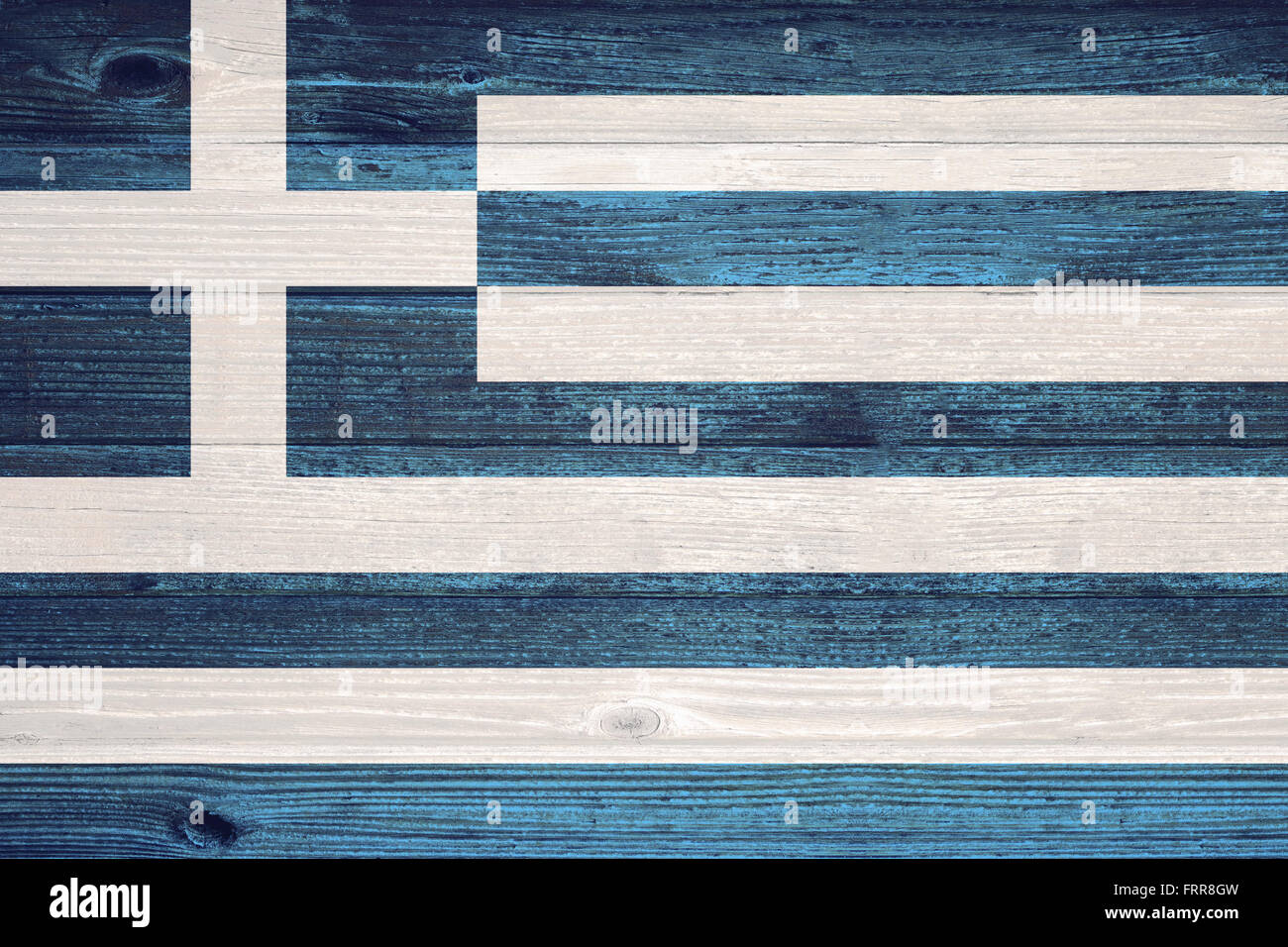 Greece Flag painted on old wood plank background Stock Photo - Alamy