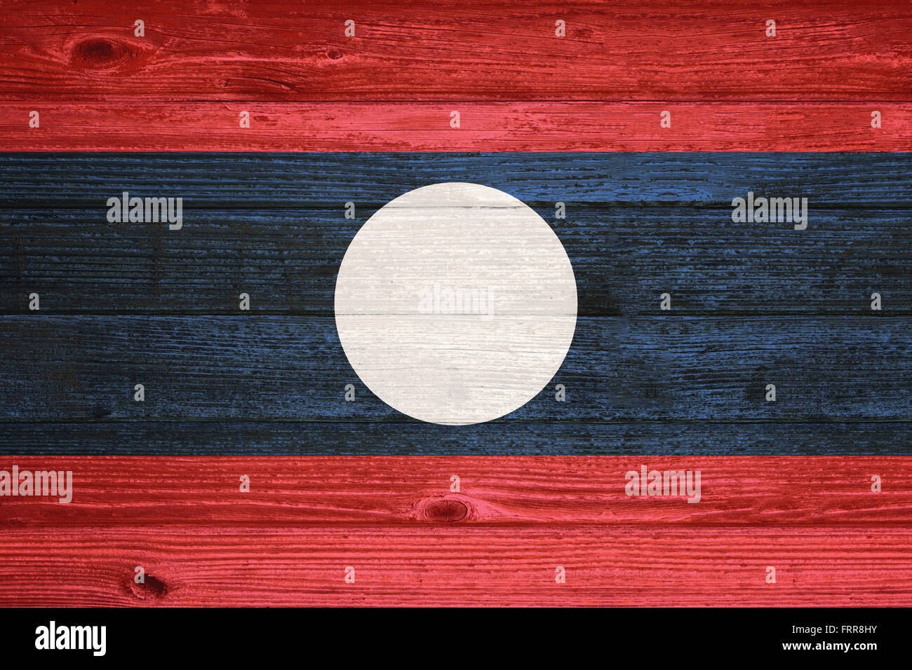 Laos Flag painted on old wood plank background Stock Photo - Alamy