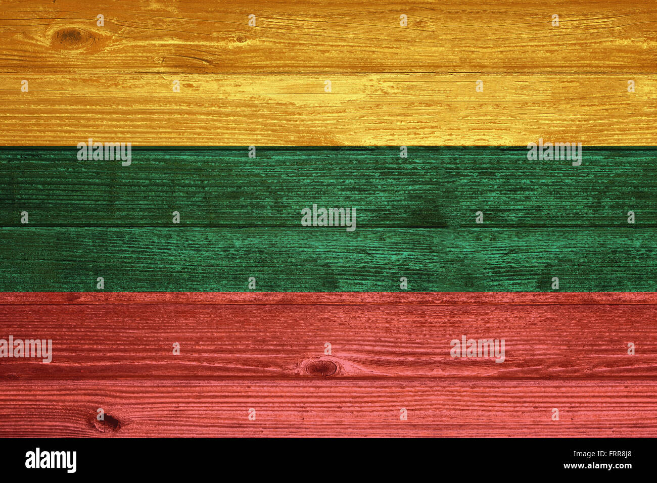 Lithuania Flag painted on old wood plank background Stock Photo - Alamy