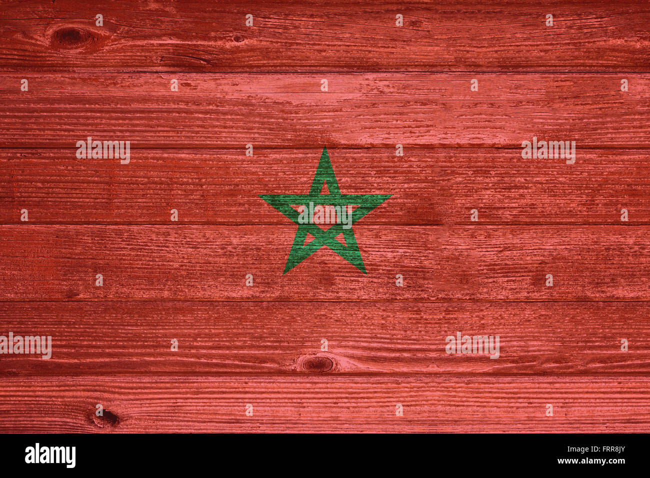 Morocco Flag painted on old wood plank background Stock Photo - Alamy