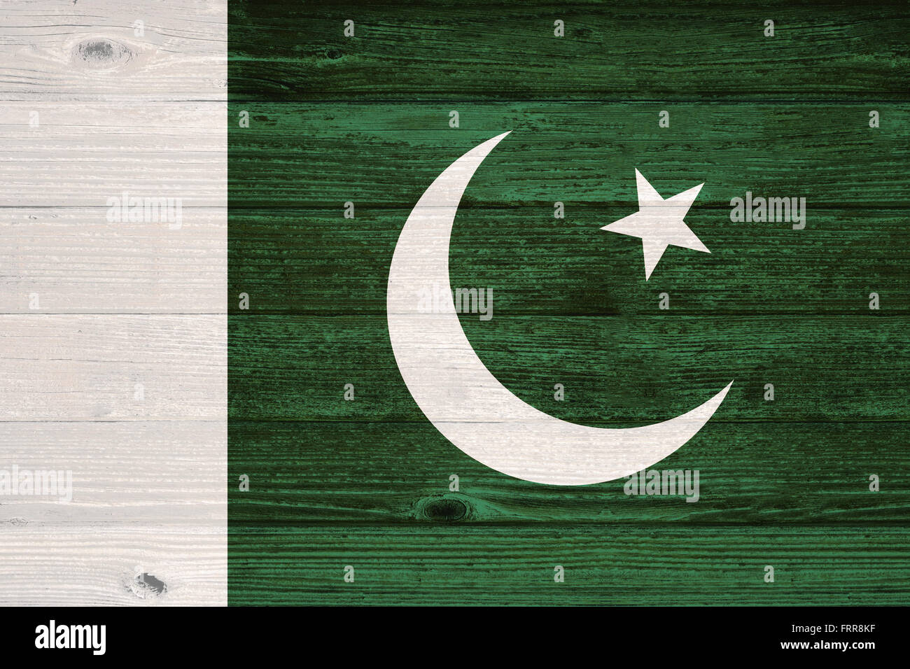 Pakistan Flag painted on old wood plank background Stock Photo - Alamy