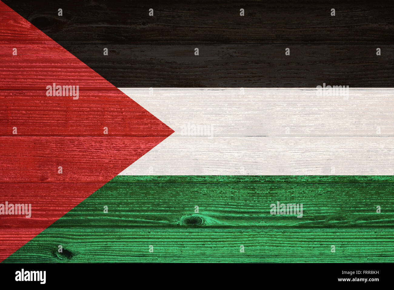 Palestine Flag painted on old wood plank background Stock Photo - Alamy