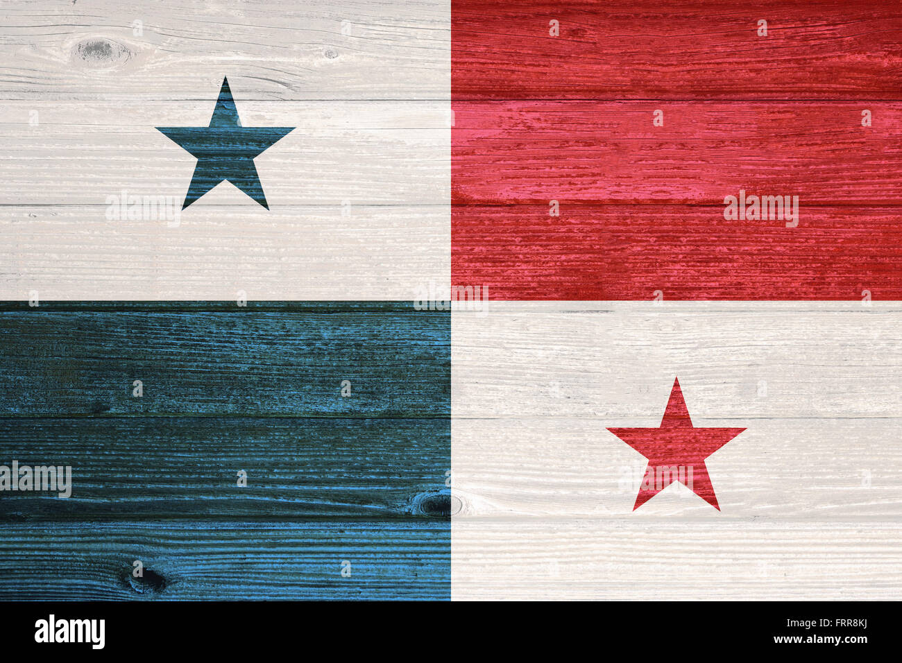 Panama Flag painted on old wood plank background Stock Photo - Alamy
