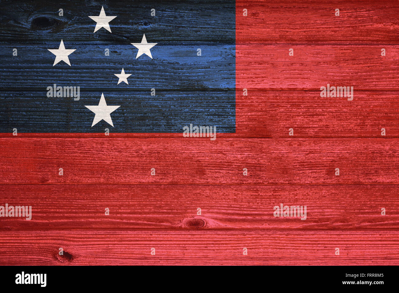 Samoa Flag painted on old wood plank background Stock Photo - Alamy