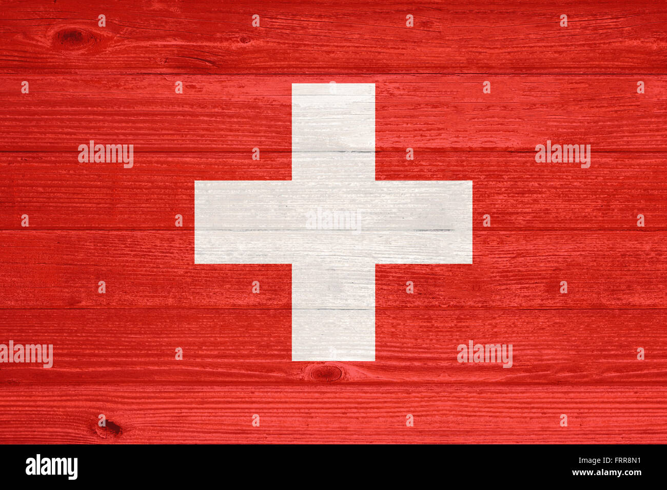 Switzerland Flag painted on old wood plank background Stock Photo - Alamy