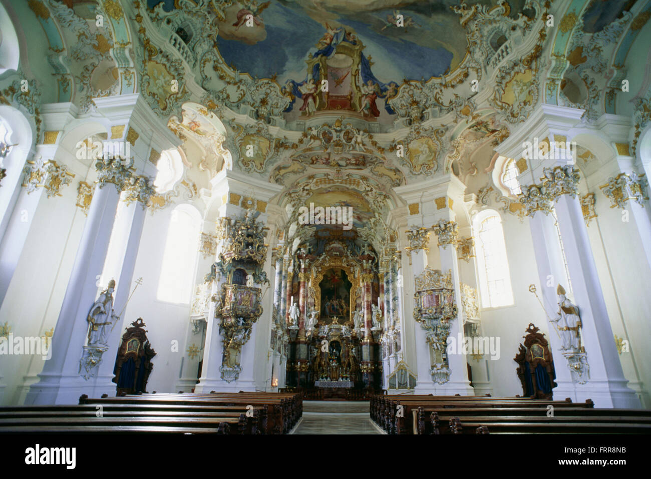 Rococo Interior of Wies Church, Bavaria, Germany Stock Photo