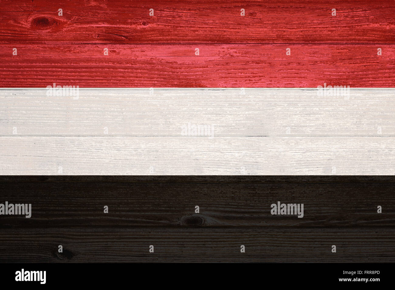 Yemen Flag painted on old wood plank background Stock Photo - Alamy