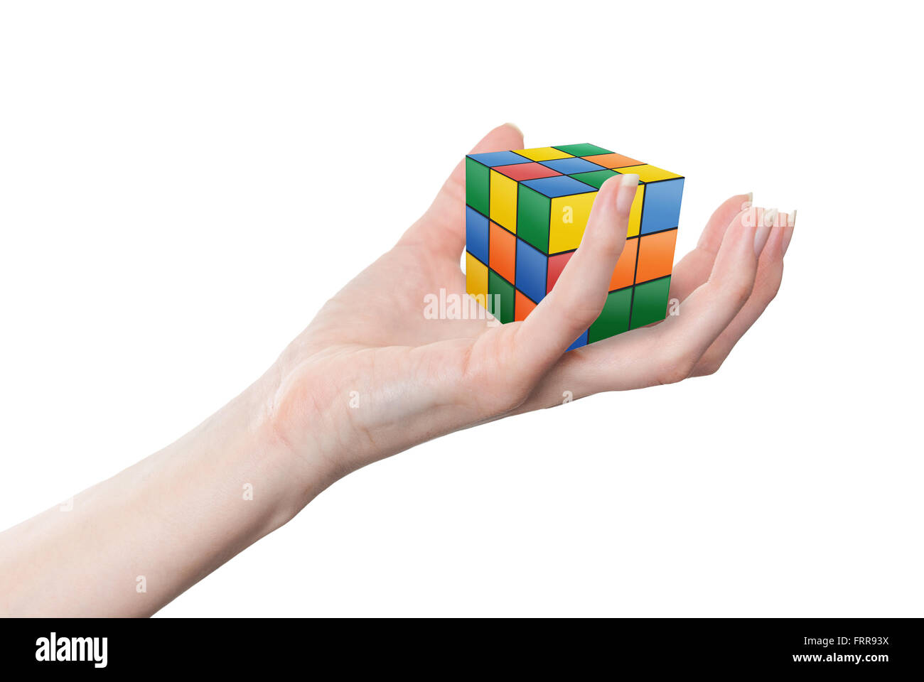 TOURS, FRANCE- SEPTEMBER 21, 2014: Rubik's cube in hand, a 3D ...