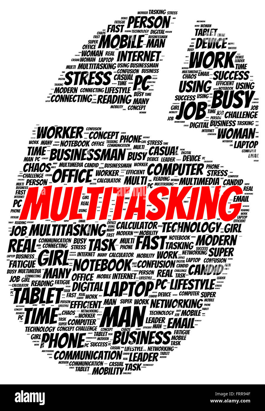 Multitasking word cloud shape concept Stock Photo