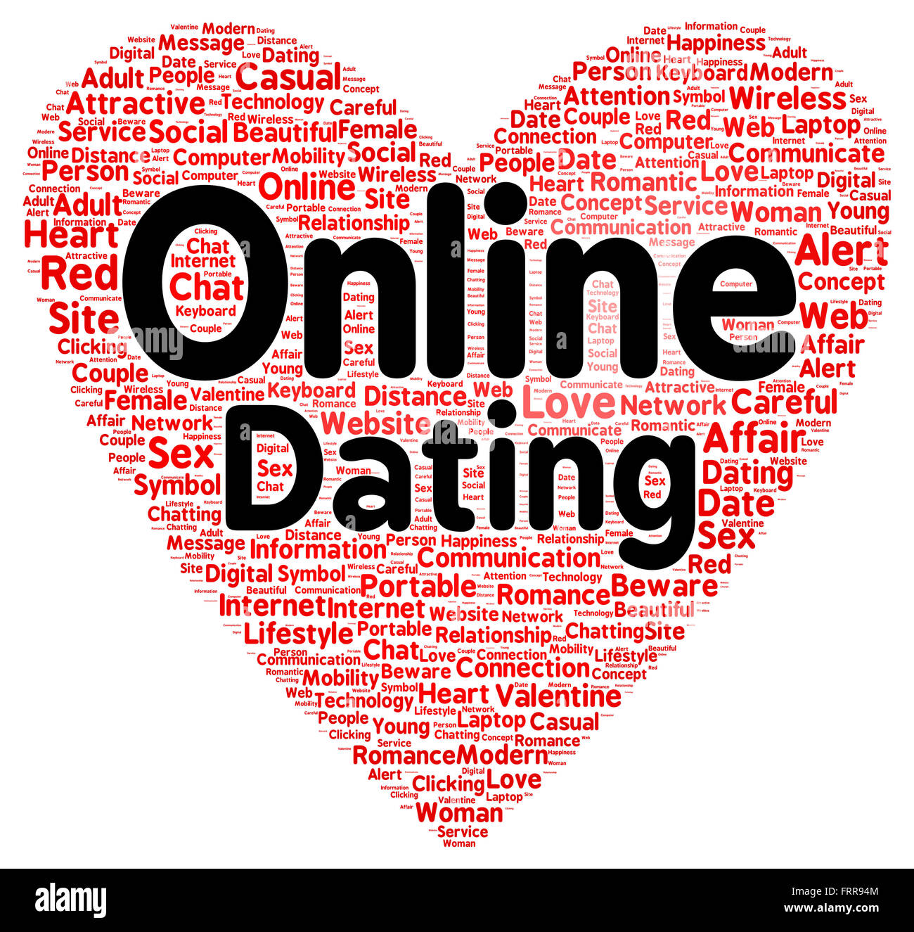 Online dating word cloud shape concept Stock Photo