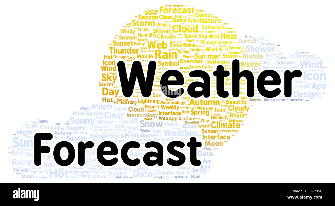 Weather forecast word cloud shape concept Stock Photo Alamy