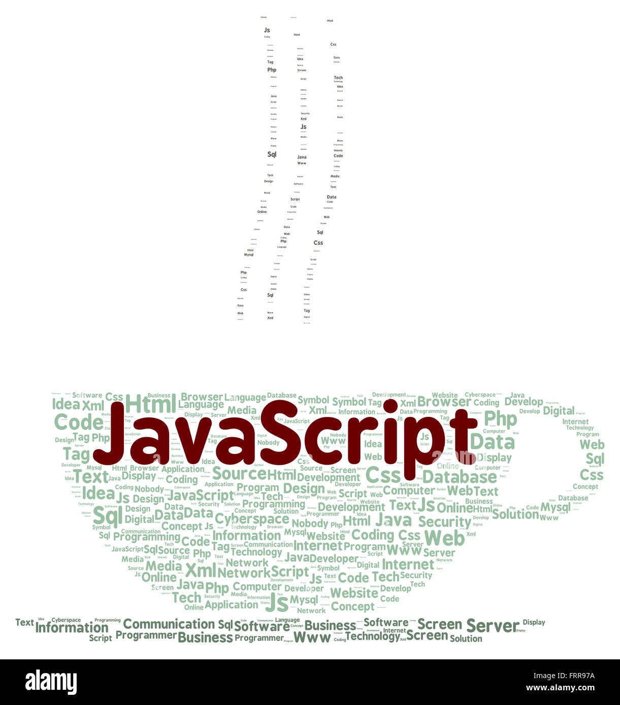 JavaScript word cloud shape concept Stock Photo - Alamy