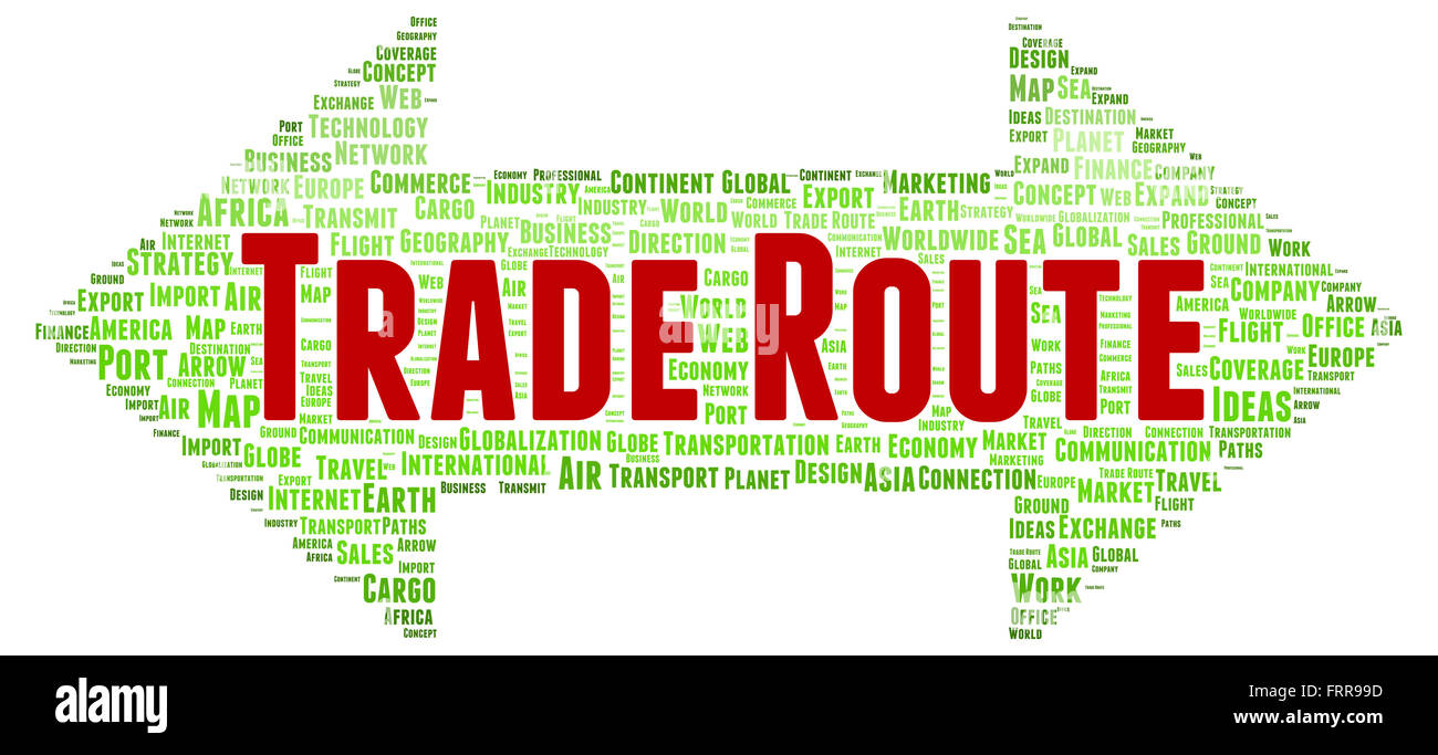 Trade route word cloud shape concept Stock Photo Alamy