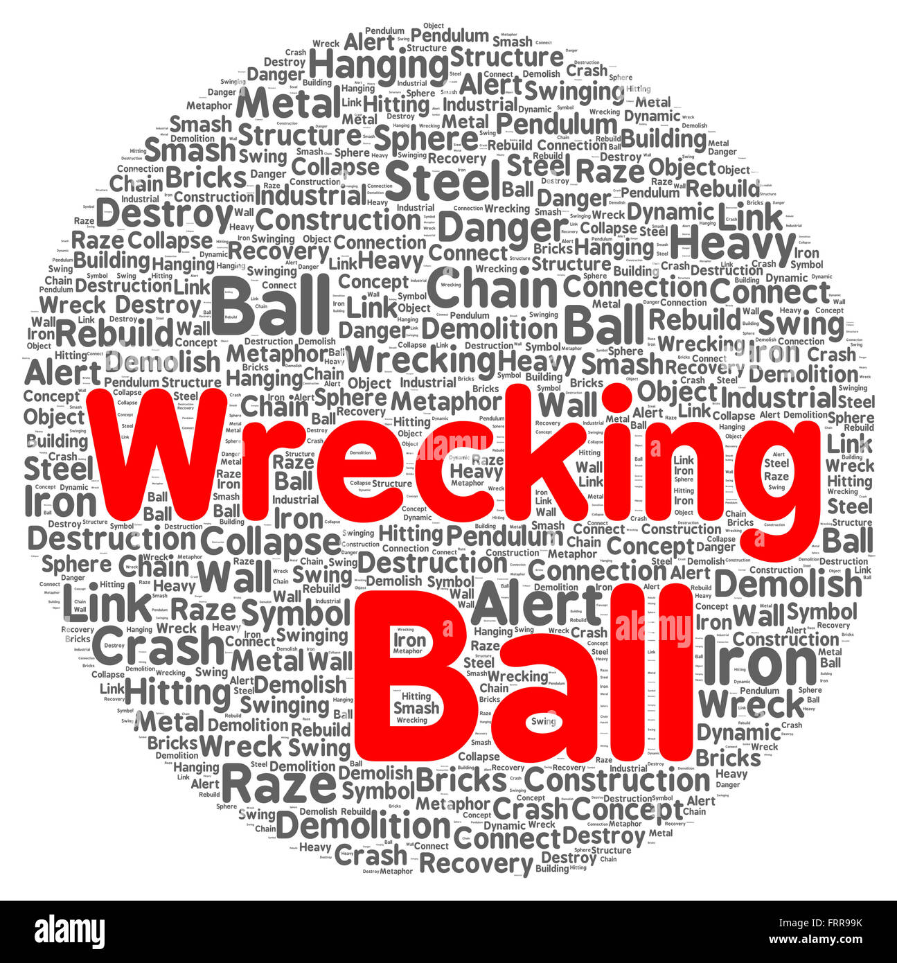 Wrecking ball word cloud shape concept Stock Photo