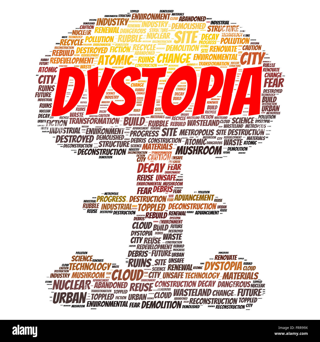 Dystopia word cloud shape concept Stock Photo