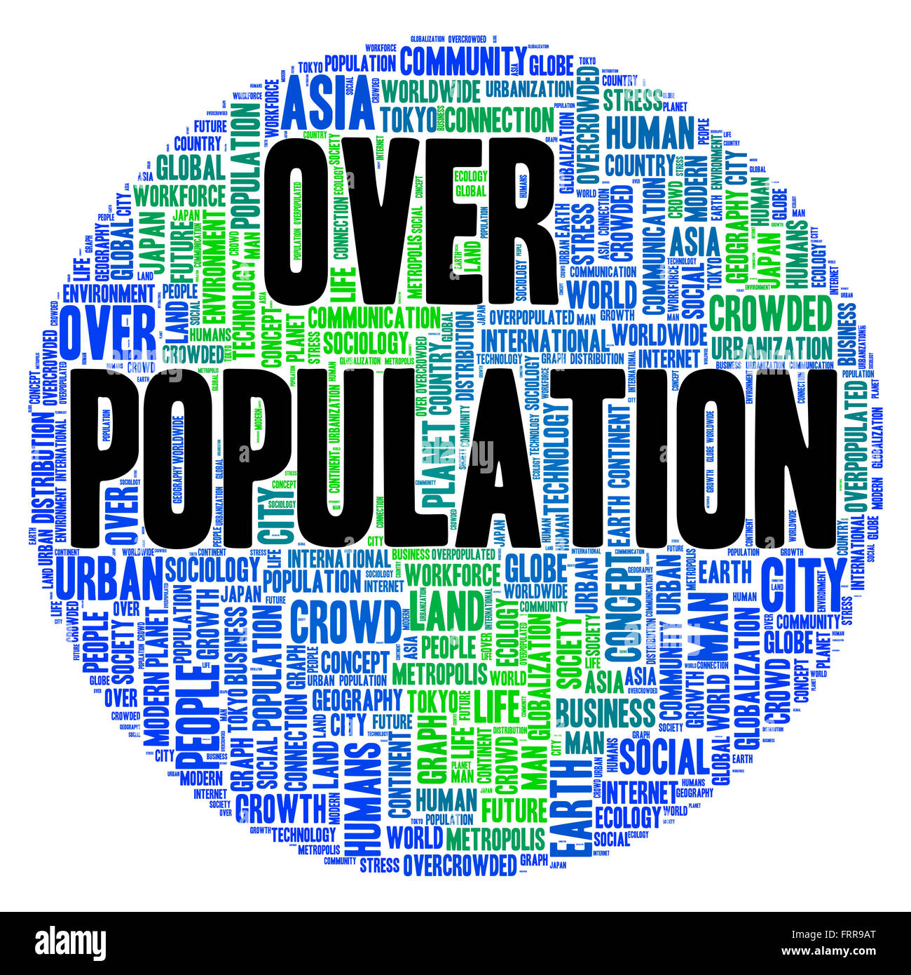 Overpopulation word cloud shape concept Stock Photo