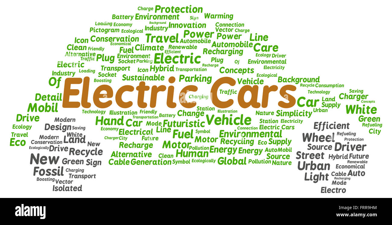 Electric cars word cloud shape concept Stock Photo Alamy