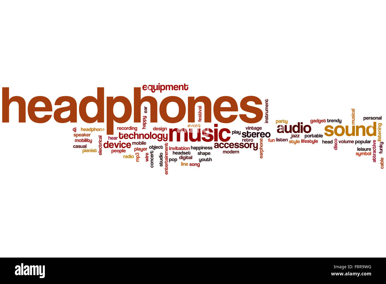 Headphones word cloud concept Stock Photo Alamy