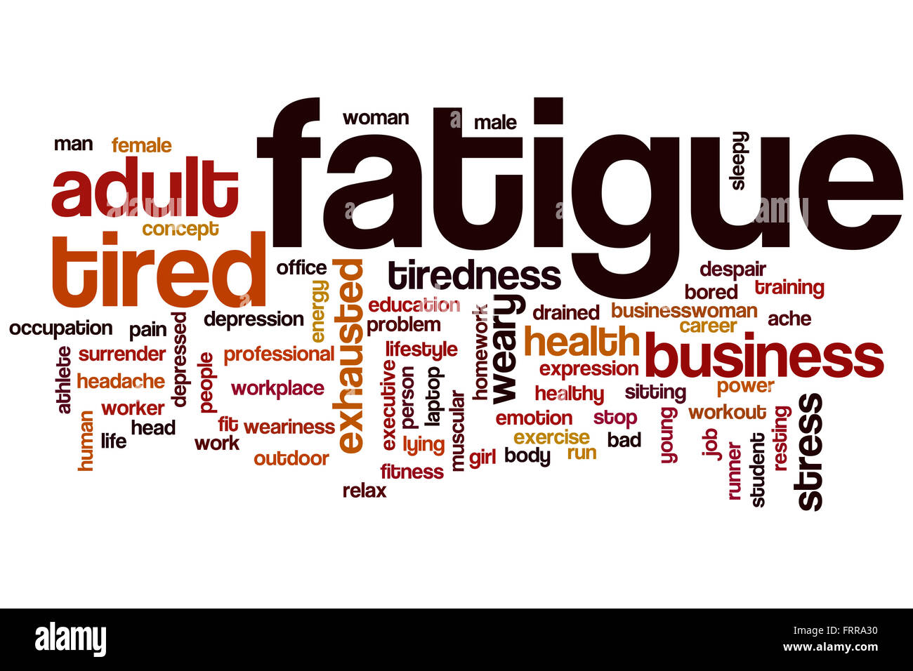 Fatigue word cloud concept Stock Photo Alamy