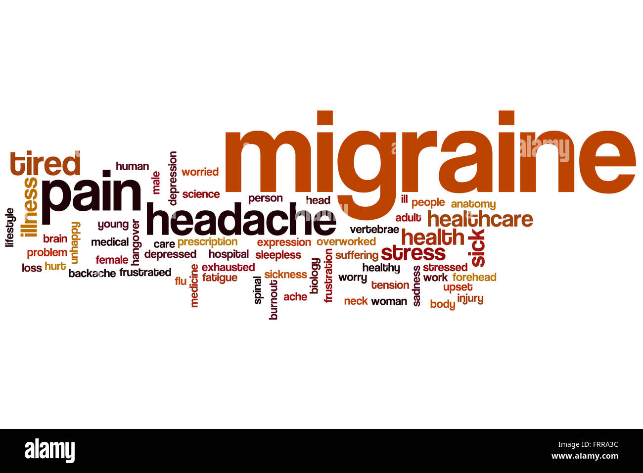 Migraine word cloud concept Stock Photo Alamy