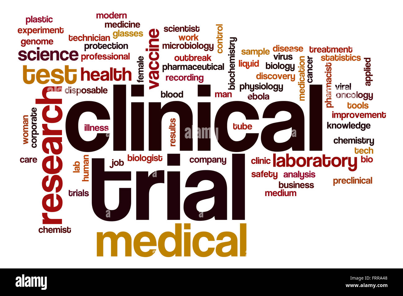 Clinical trial word cloud concept Stock Photo