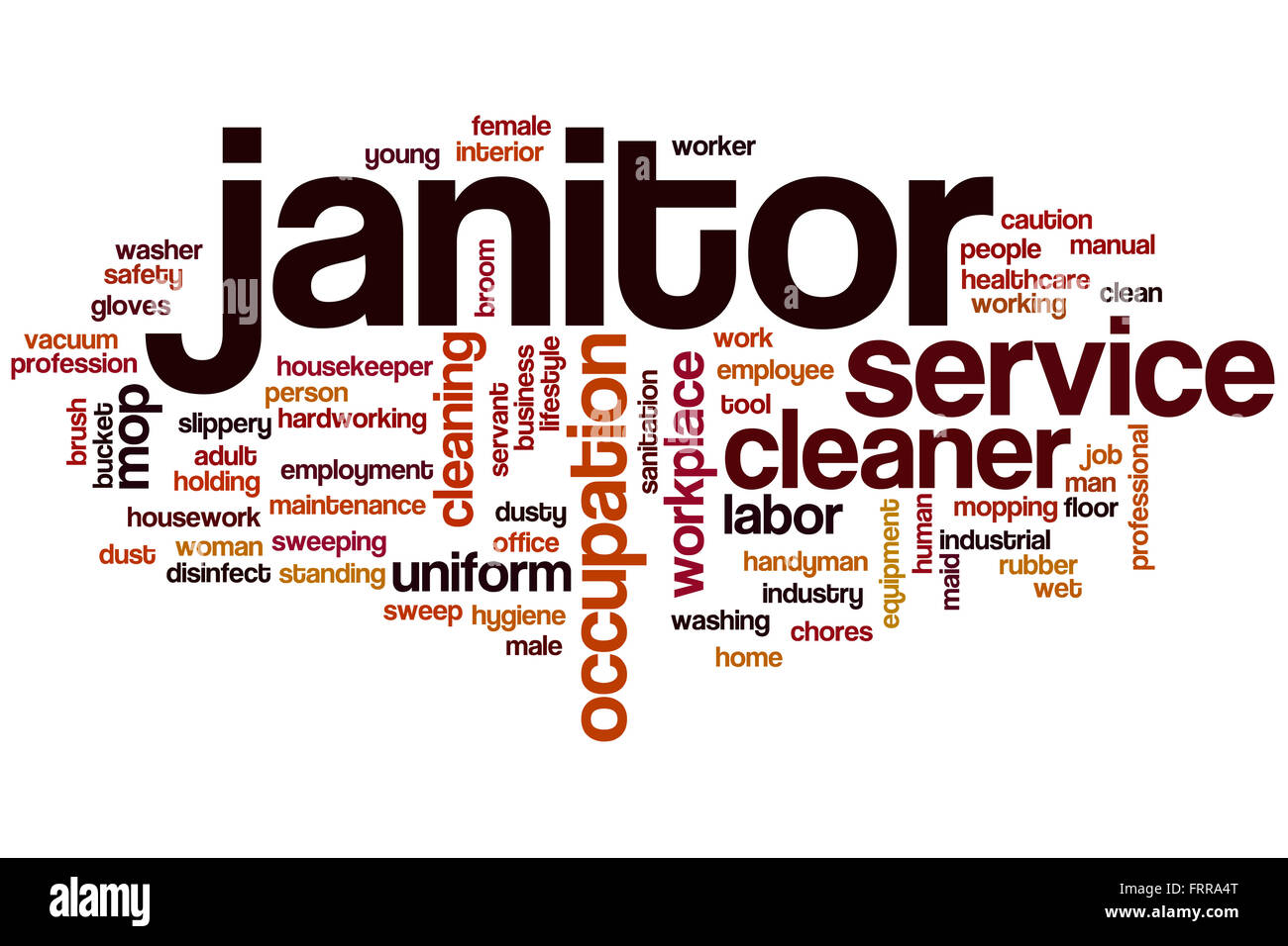 Janitor word cloud concept Stock Photo Alamy