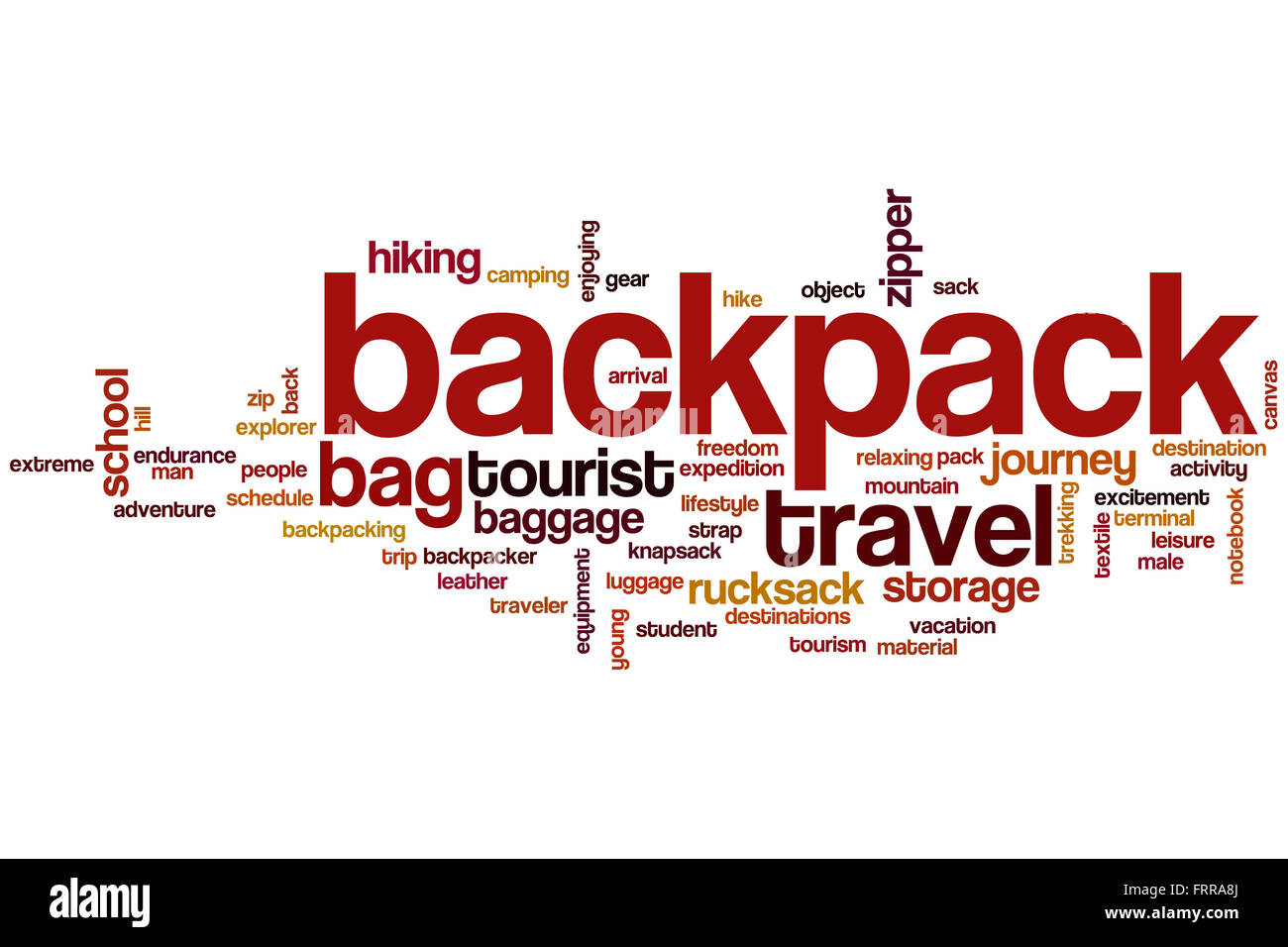 Backpack word cloud concept Stock Photo Alamy