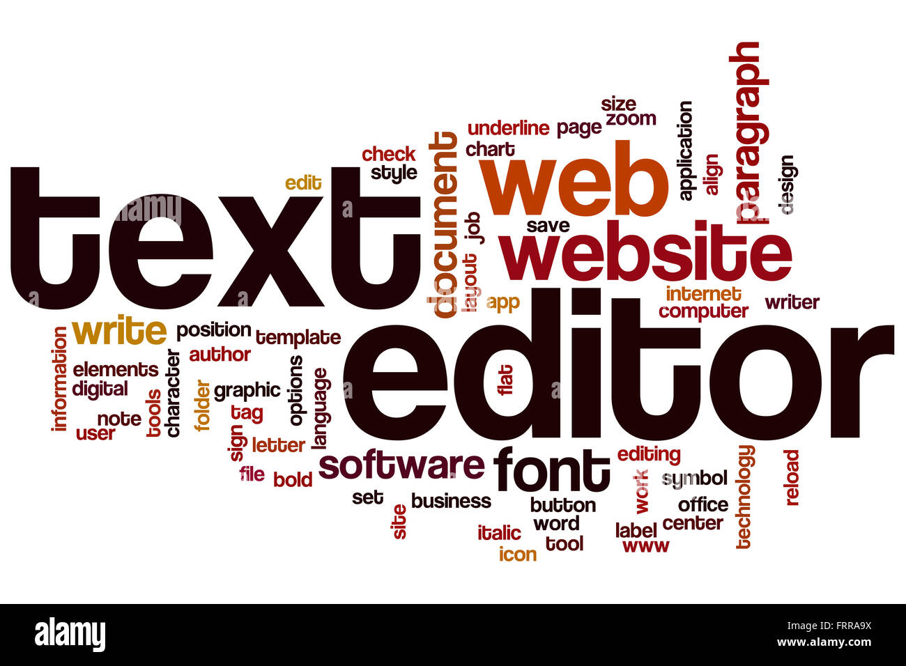 Text editor word cloud concept Stock Photo - Alamy