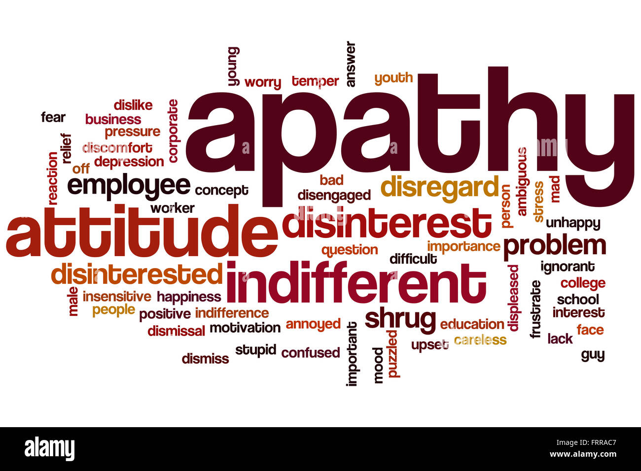 Apathy word cloud concept with indifferent disinterest related tags Stock Photo