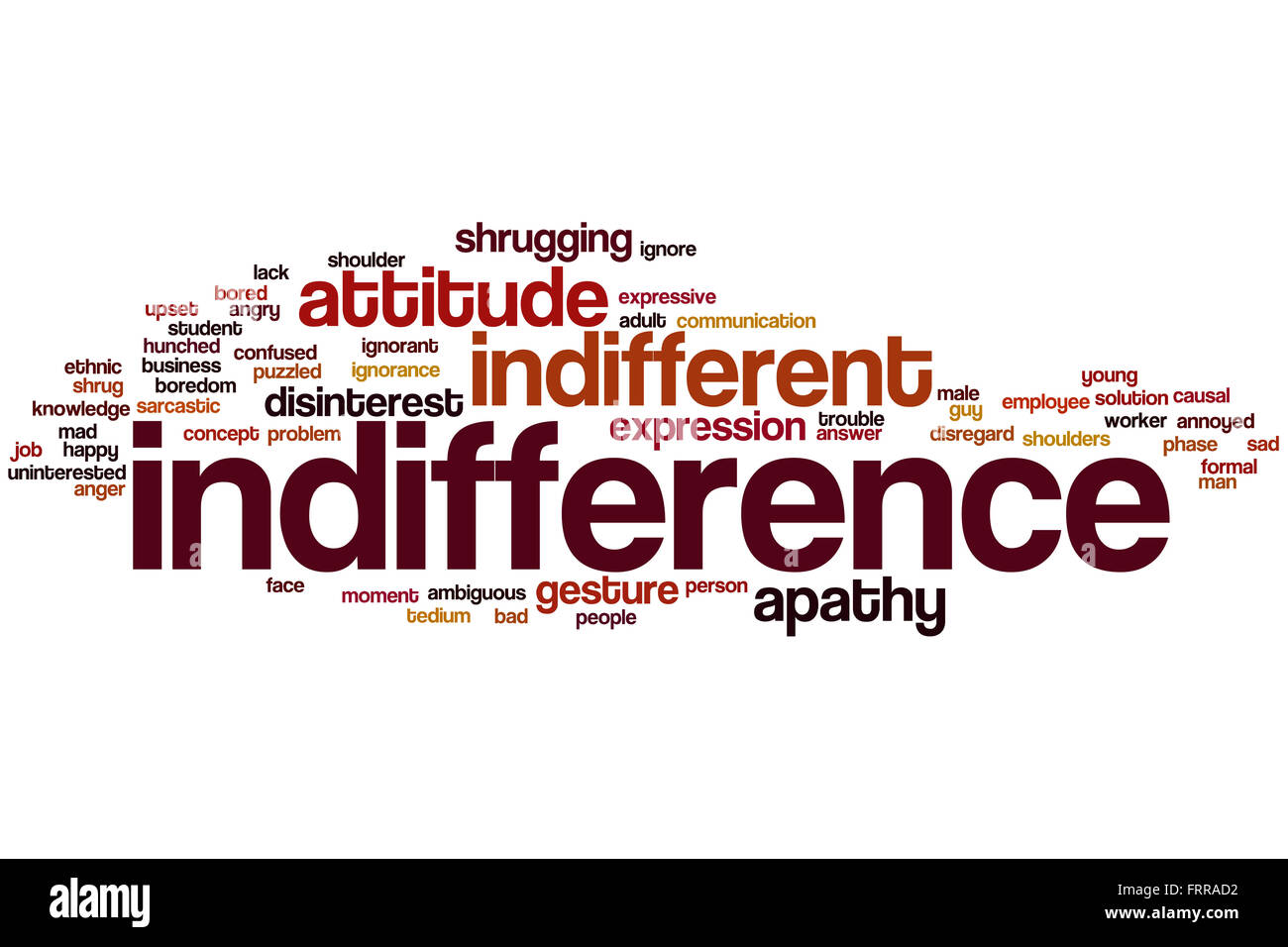 Indifference word cloud concept with disinterest ignore related tags Stock Photo