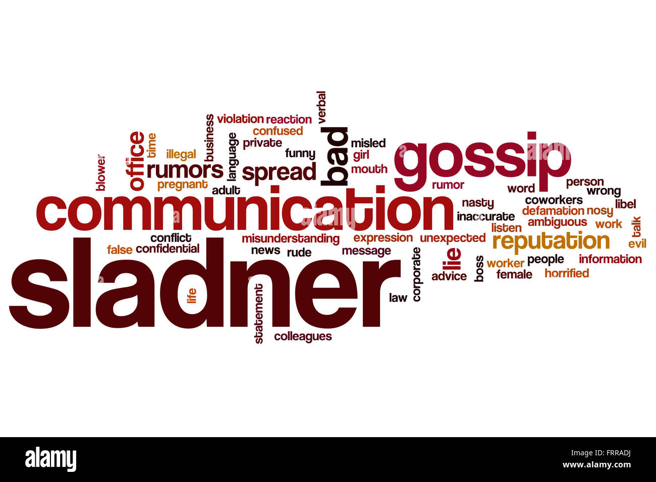 Slander word cloud concept with gossip news related tags Stock Photo