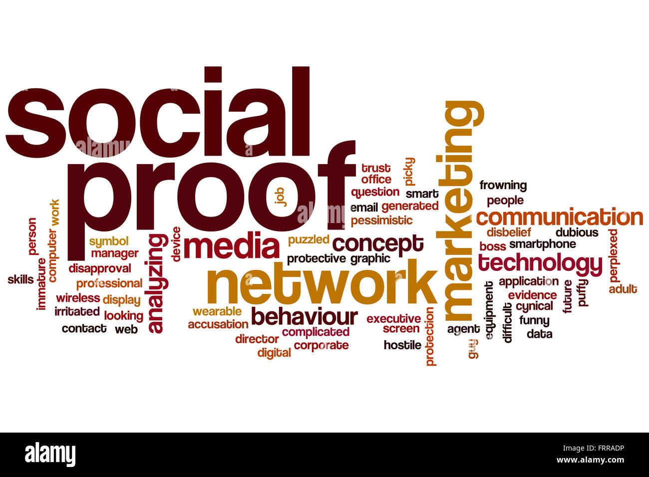 Social proof word cloud concept with network media related tags Stock Photo