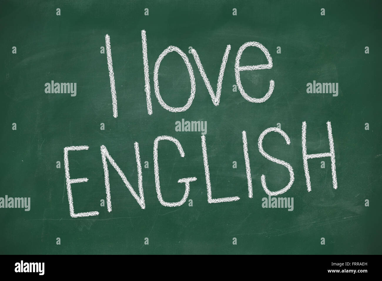 I love english handwritten on a school blackboard Stock Photo
