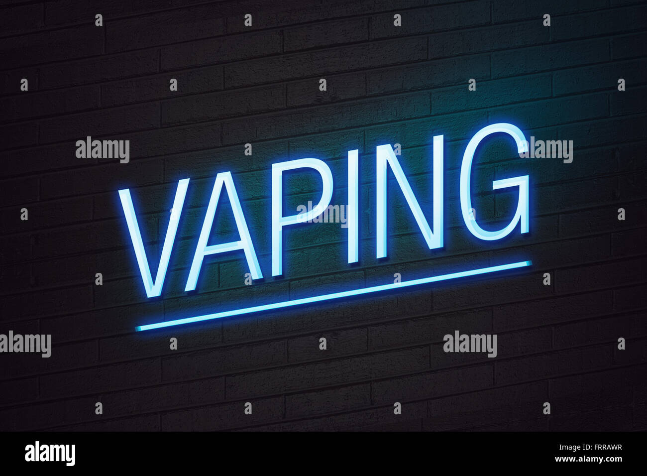 Blue neon sign with vaping text on wall Stock Photo - Alamy