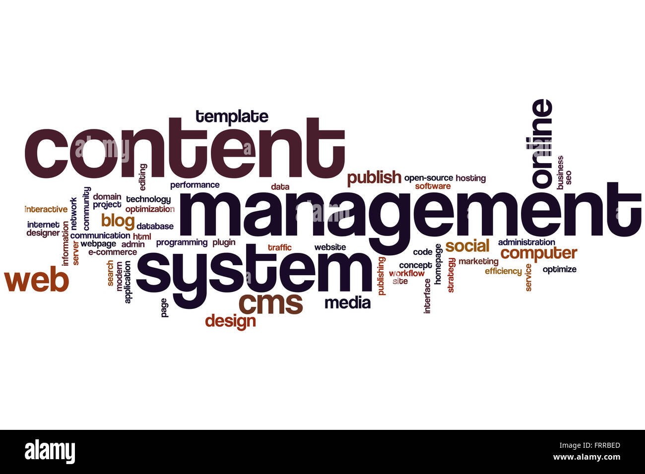 Content management system concept word cloud background Stock Photo