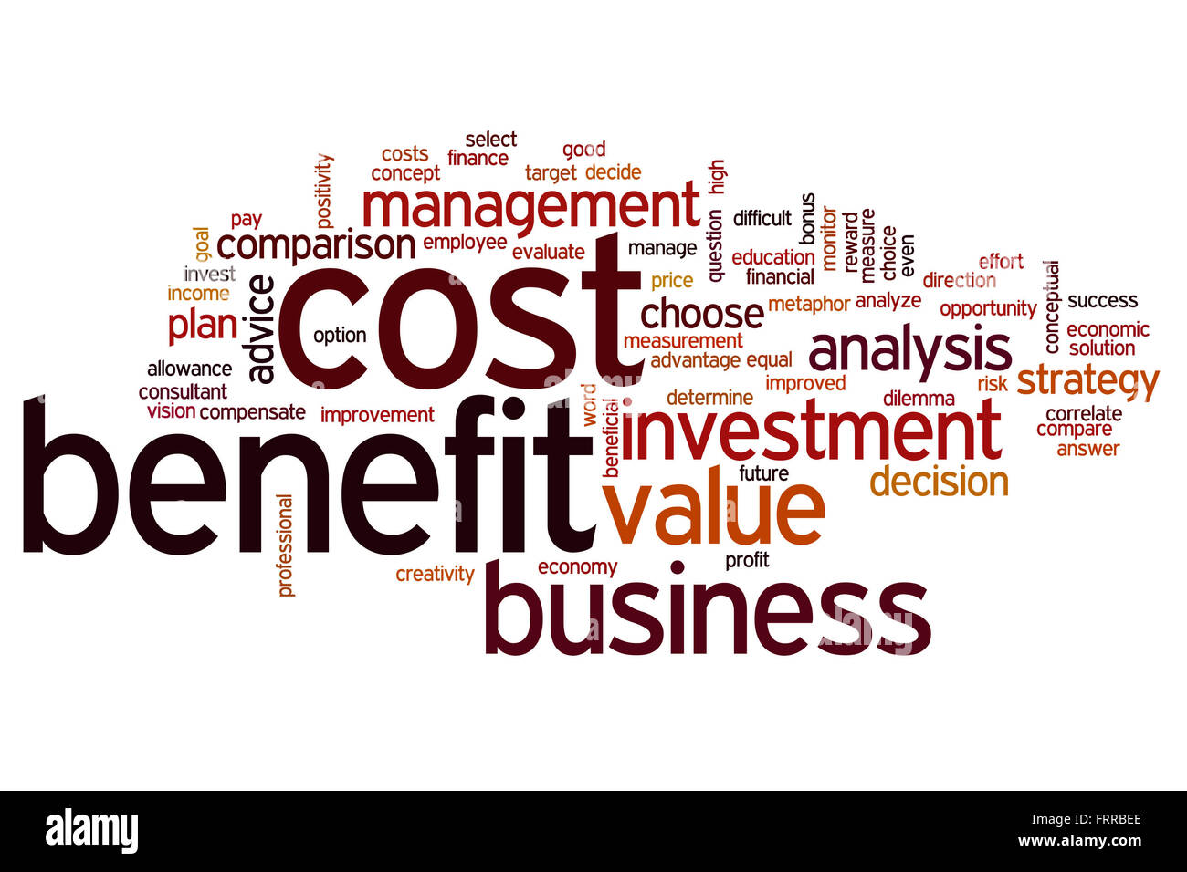 Cost benefit concept word cloud background Stock Photo