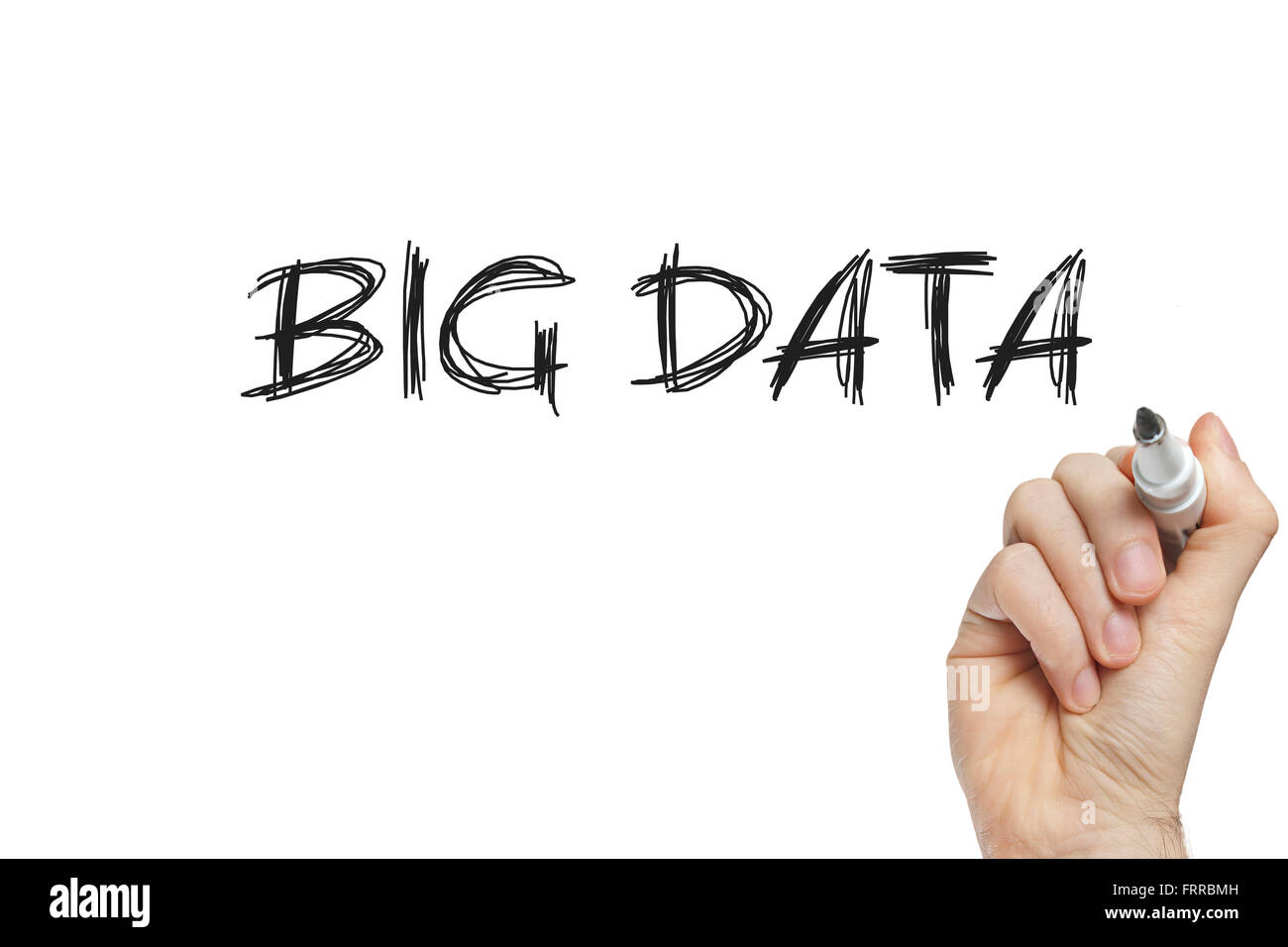 Hand writing big data on a white board Stock Photo