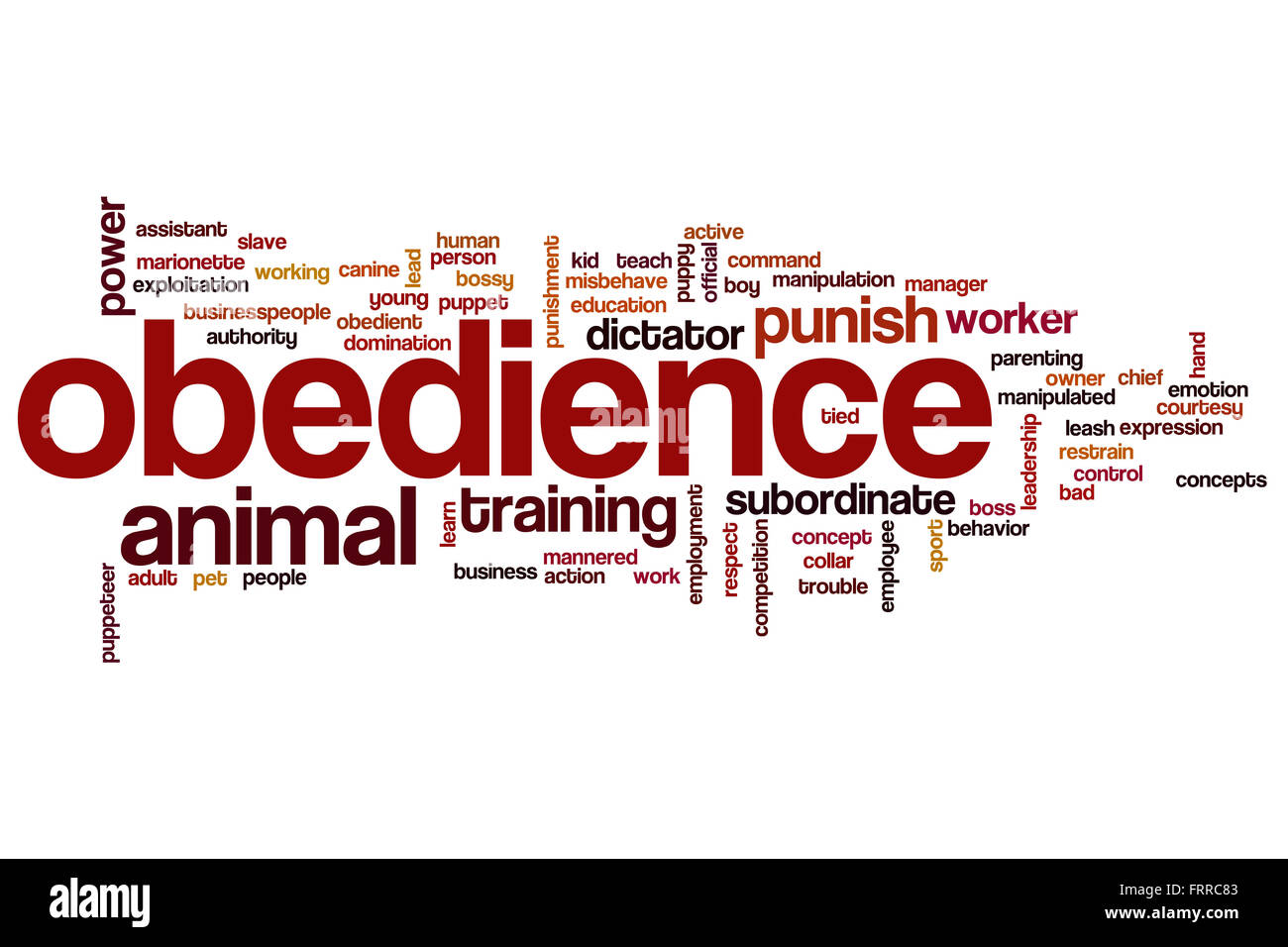 Obedience concept word cloud background Stock Photo - Alamy