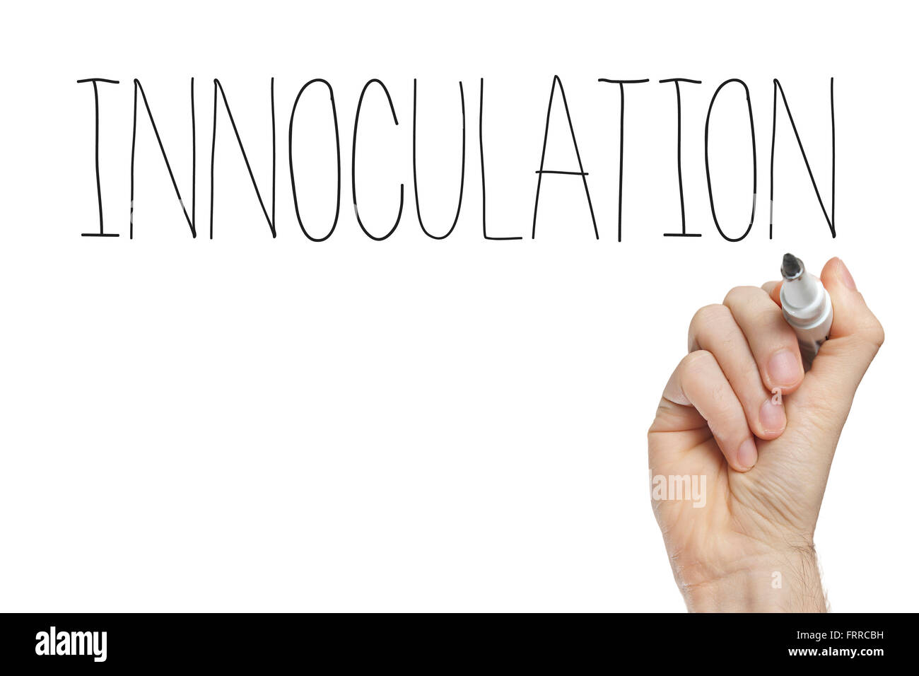 Hand writing innoculation on a white board Stock Photo